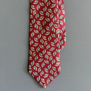 Christian Dior Monsieur Silk Leaf Pattern Tie | Burgundy Teal Gold | Italian